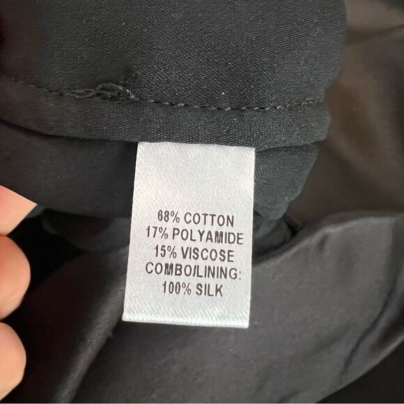 CUSHNIE ET OCHS Strapless Black Duchess Satin Lace Midi Dress Size 6 - Picture 14 of 15